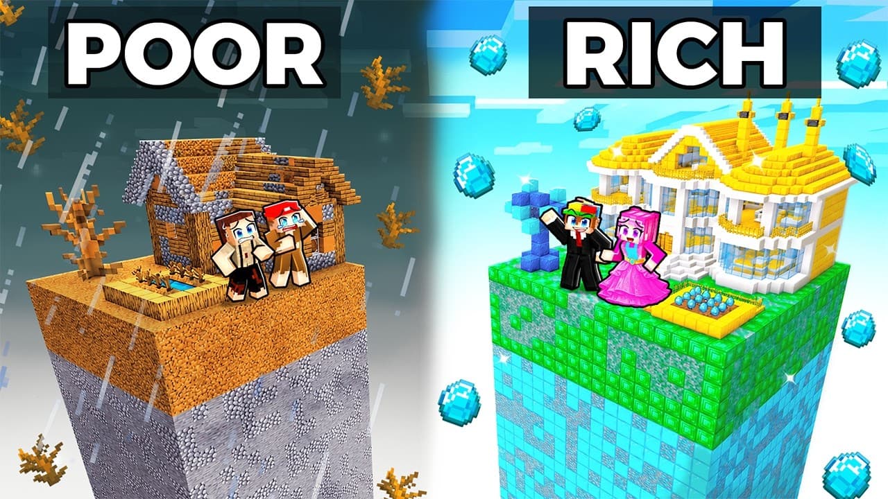 POOR vs RICH Family Chunk Battle in Minecraft!
