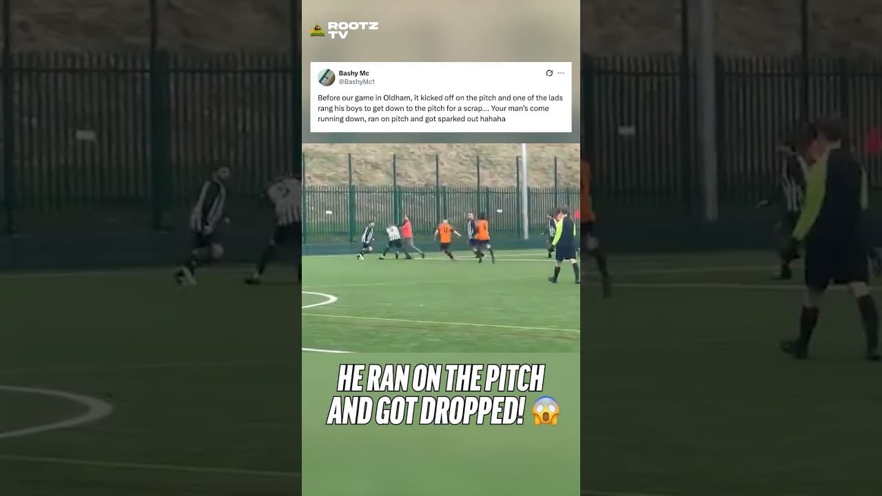 HE RAN ON THE PITCH AND GOT DROPPED! #footballfights #sundayleague #grassrootsfootball