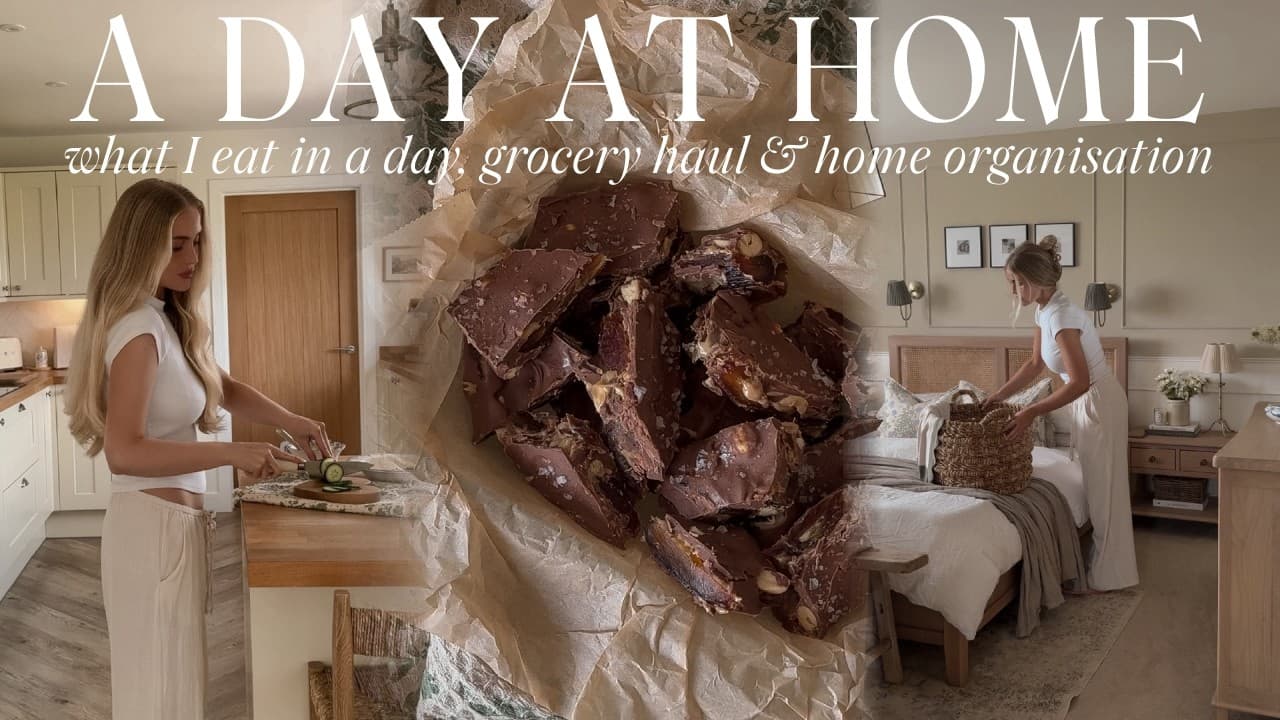 COSY DAY AT HOME | What I Eat In A Day, Home Organisation & Grocery Shopping 