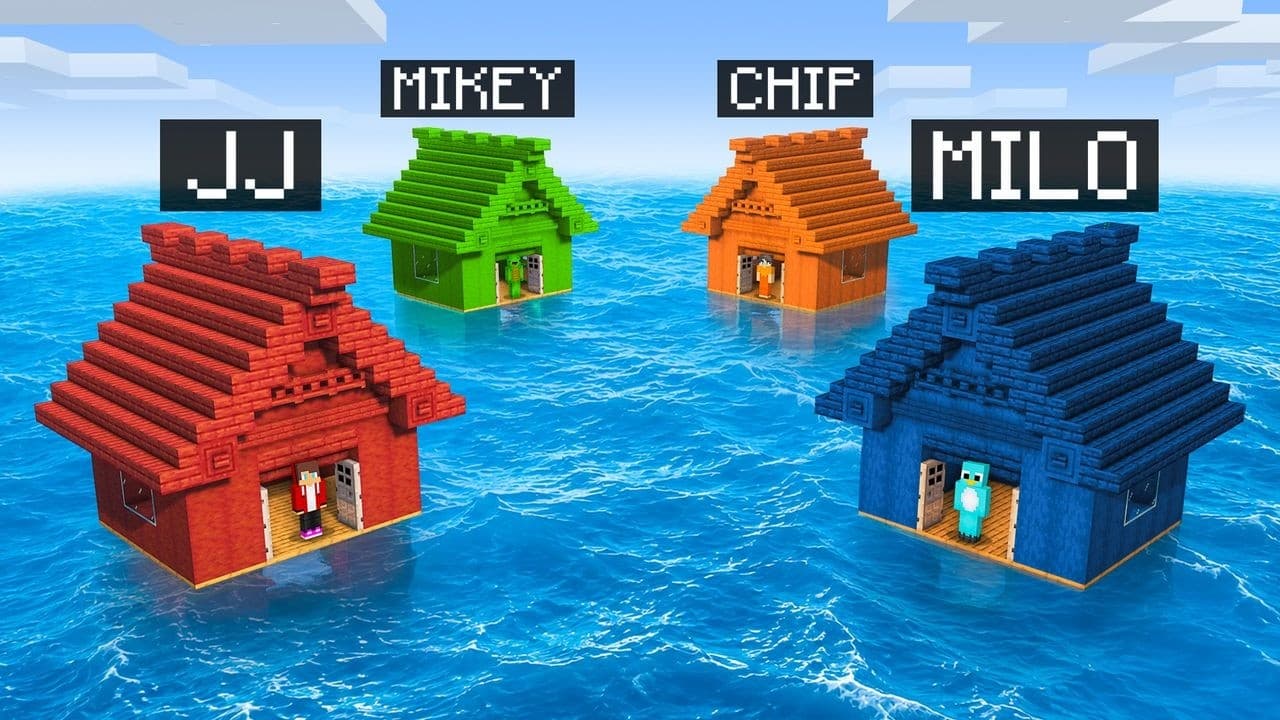 Milo vs Chip vs Friends: WATER House Battle in Minecraft
