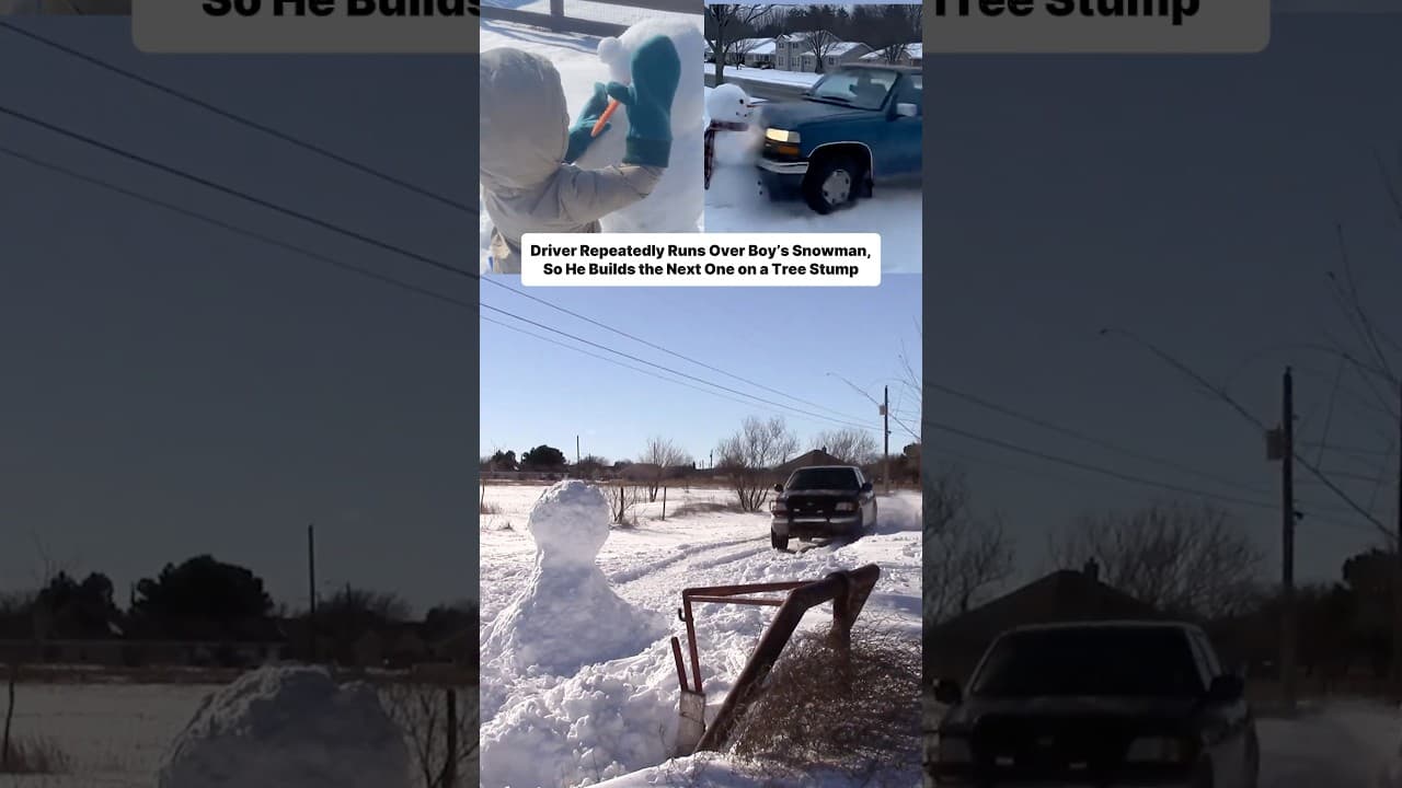 Driver Keeps Destroying a Boy’s Snowman—Then THIS Happens 😳