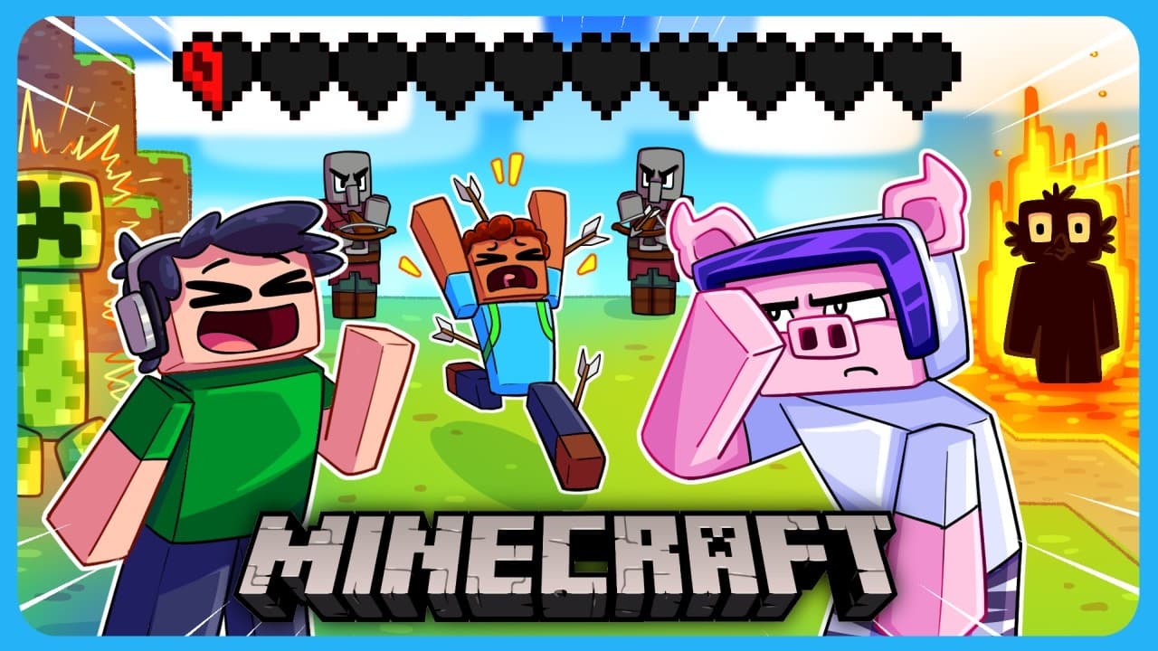 Minecraft Hardcore But We Share 1 Health Bar (IMPOSSIBLE)