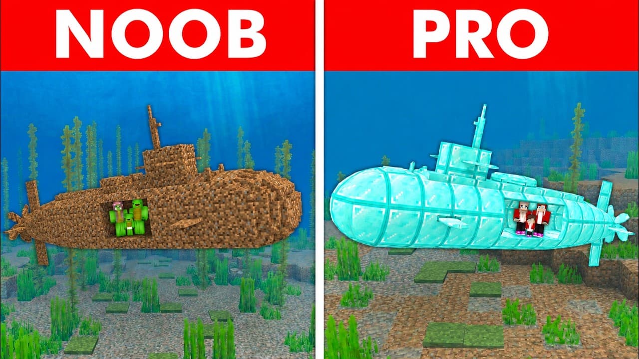 NOOB vs PRO: SAFEST SUBMARINE HOUSE TO PROTECT FAMILY!!