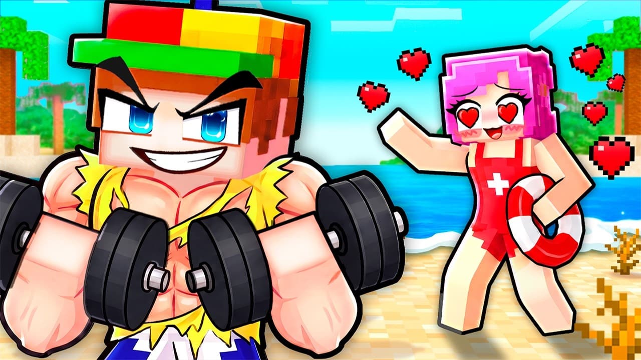BODYBUILDING to Rizz LIFEGUARD GIRLS in Minecraft...