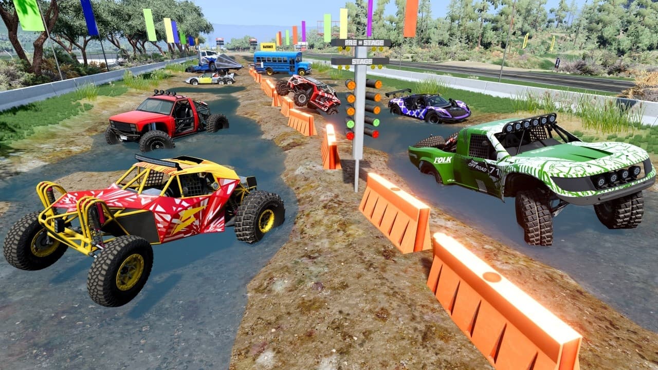 Drag Racing Supercars in Deep Mud Pit