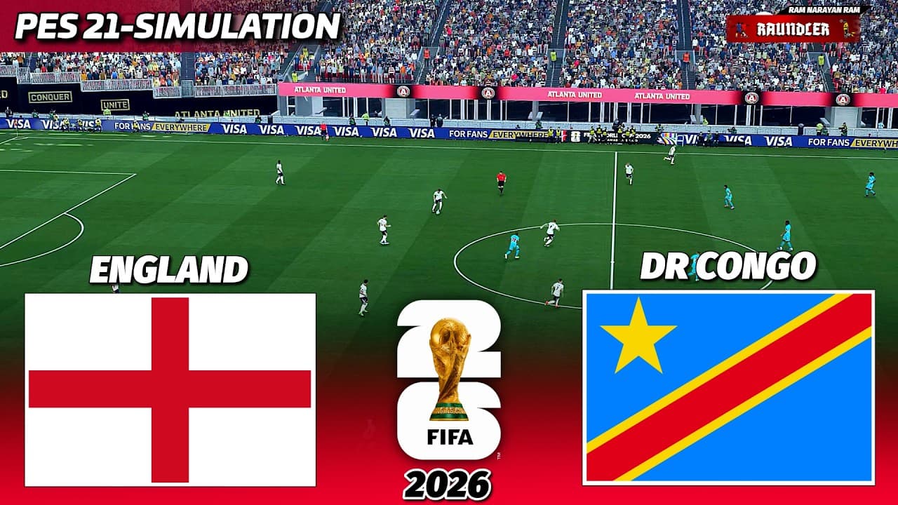 LIVE🔴ENGLAND vs DR CONGO | FIFA World Cup 2026 | PES 21 Simulation Gameplay