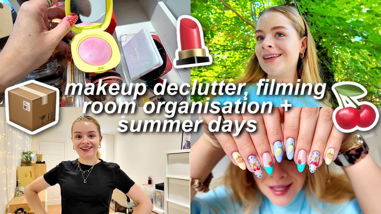 A massive makeup declutter, organising my filming room, new nails + summer walks!