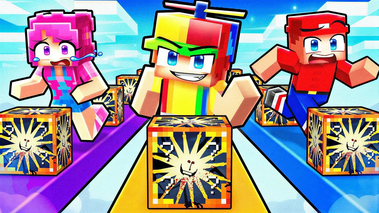 Playing a SUNMAN Lucky Block Race in Minecraft!