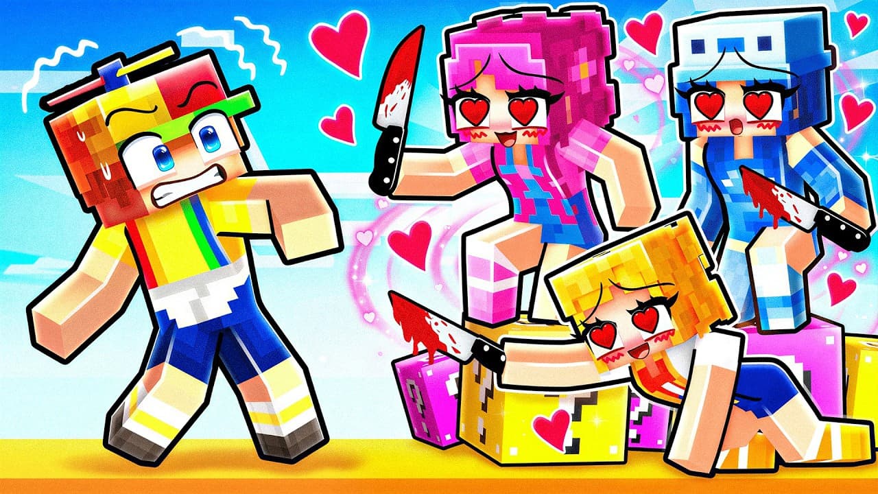 Playing a GIRLFRIEND Lucky Block Race in Minecraft!