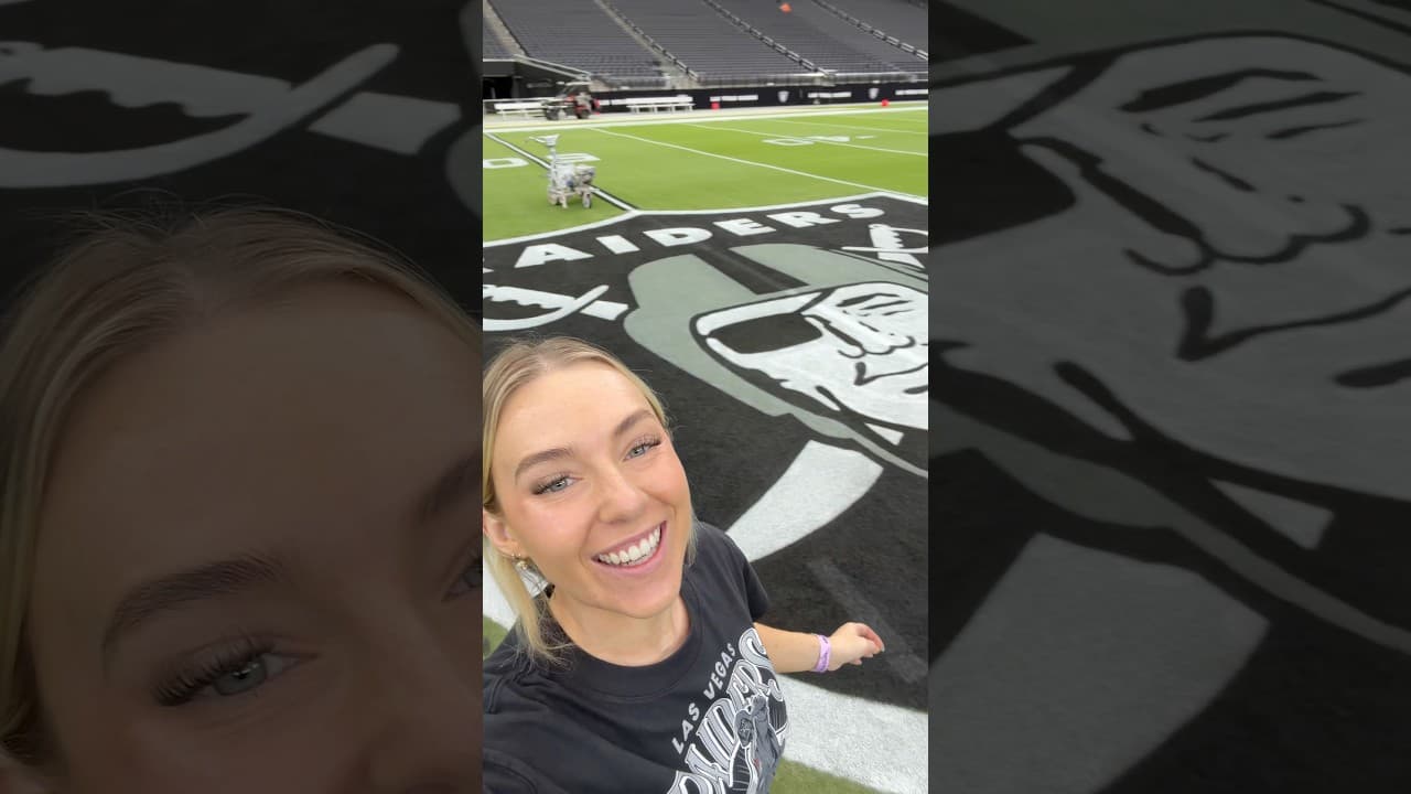 Don’t steal my touchdown dance 🏈🏟️🏴☠️ #painting the @raiders football field @NFL