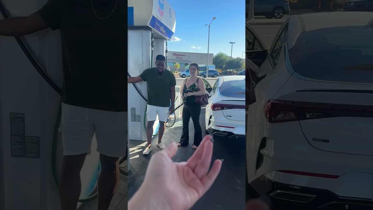She stole the gas pump out of his car