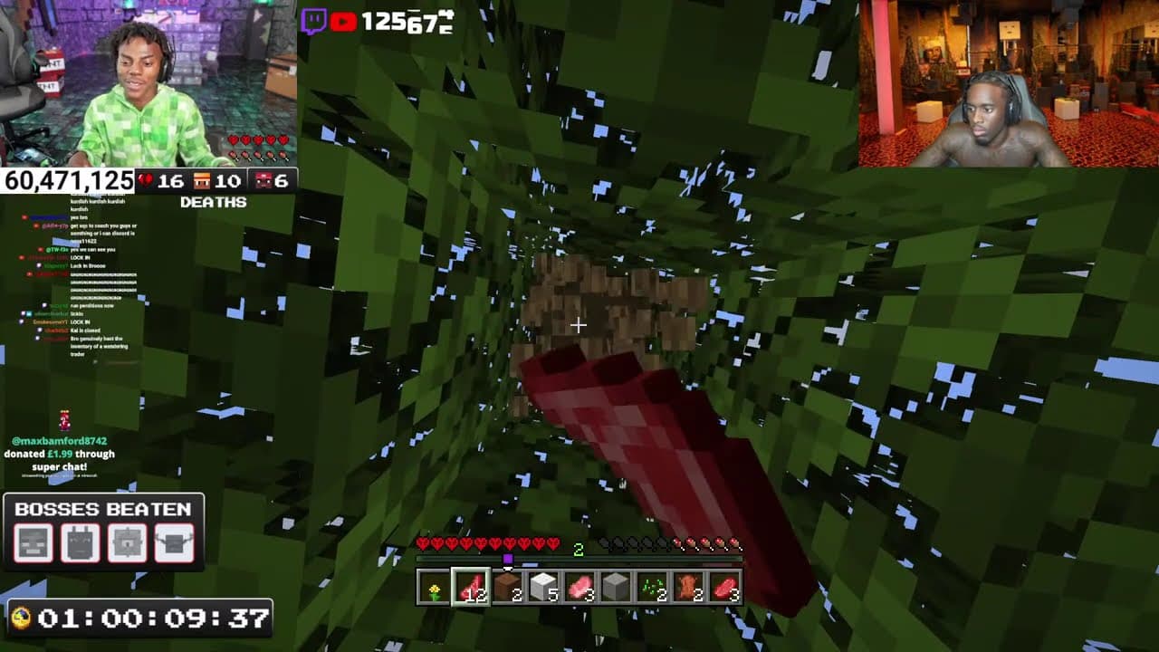 MINECRAFT HARDCORE ALL BOSSES DAY 2 🍄🔨🧟♂️ft. KaiCenat (Part 2)