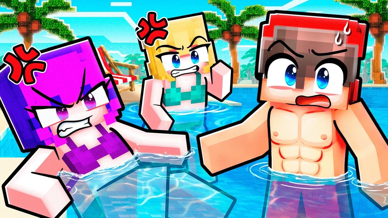 ONE BOY in a GIRLS ONLY Pool Party! (Minecraft)