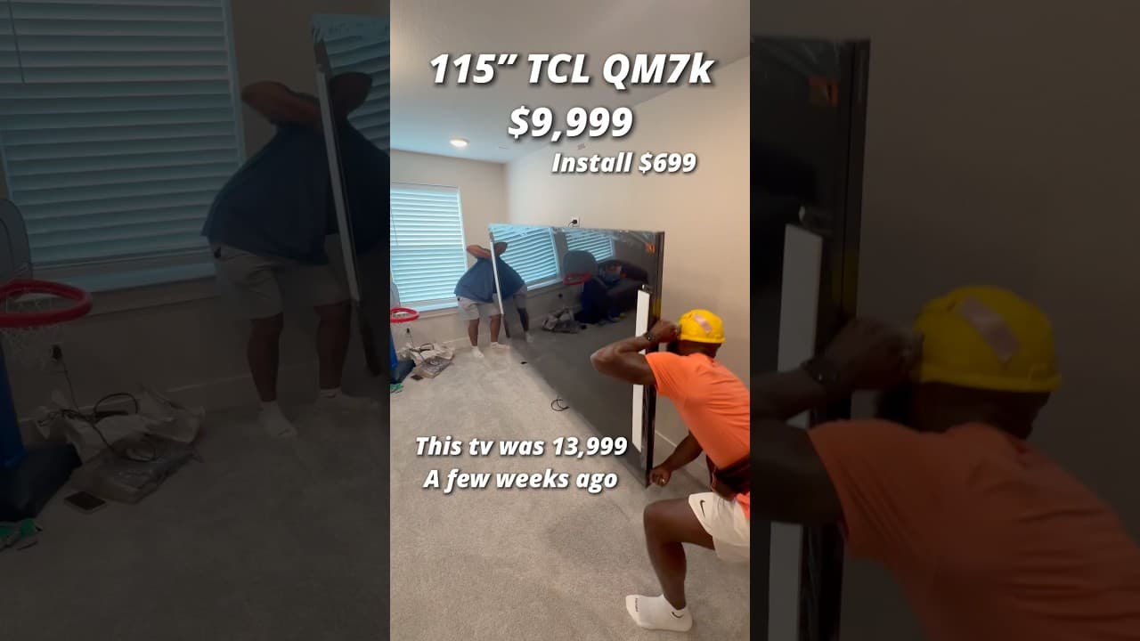 How to install a 115” Tv #fyp #trending #shorts #tv #tvmounting #howto #install #tech #tcl #bloopers