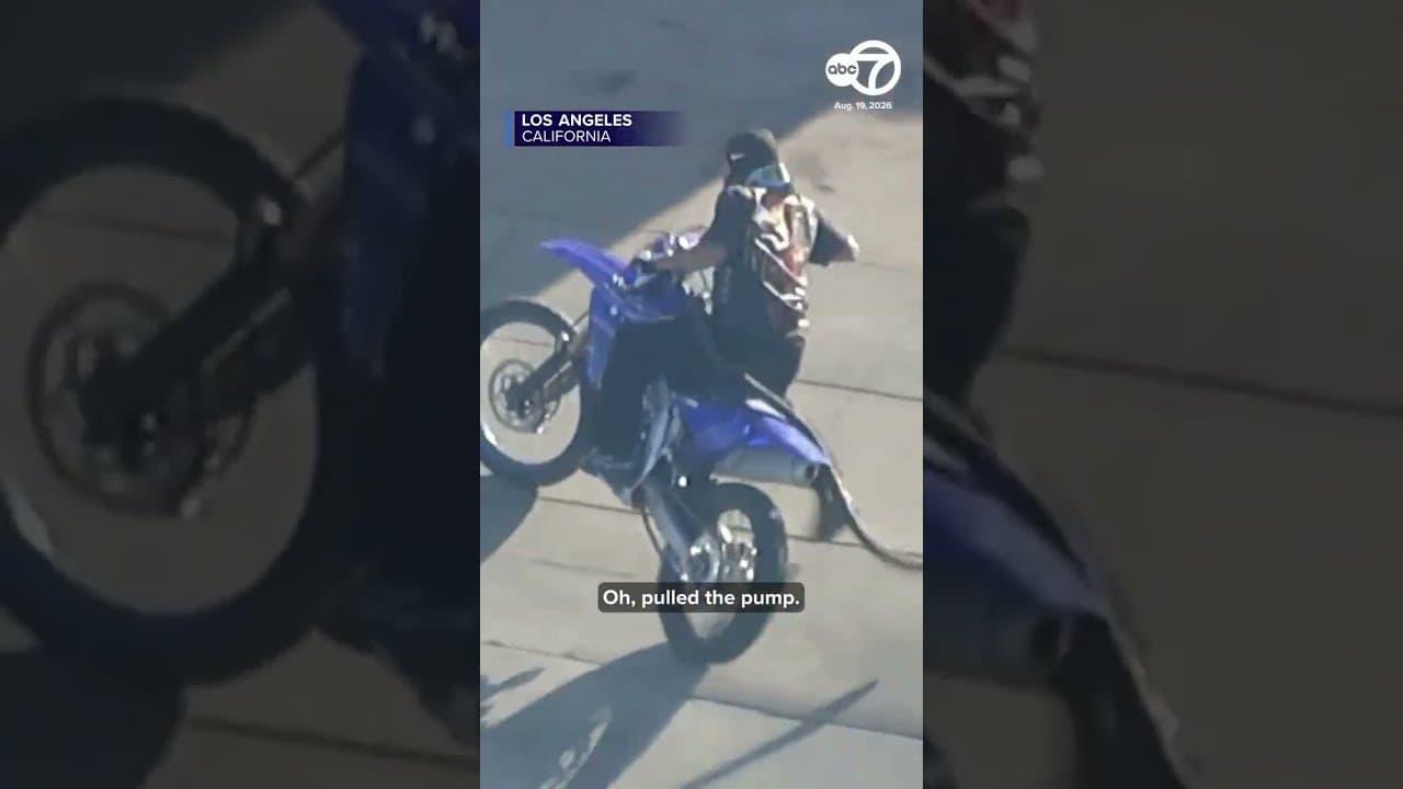 Dirt bike rider refuels during chaotic LA Police chase | Car Chase Channel