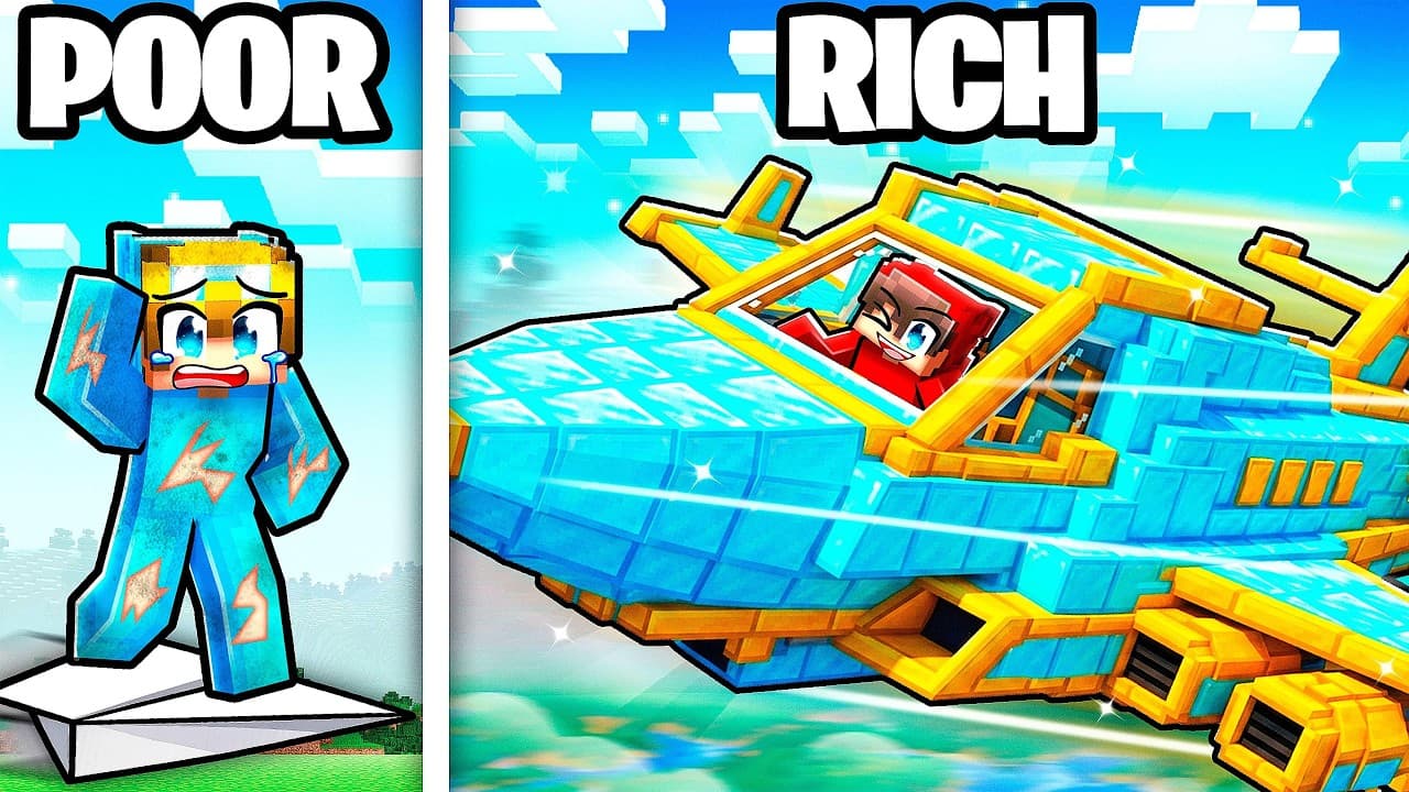 POOR vs RICH Airplane Battle in Minecraft!