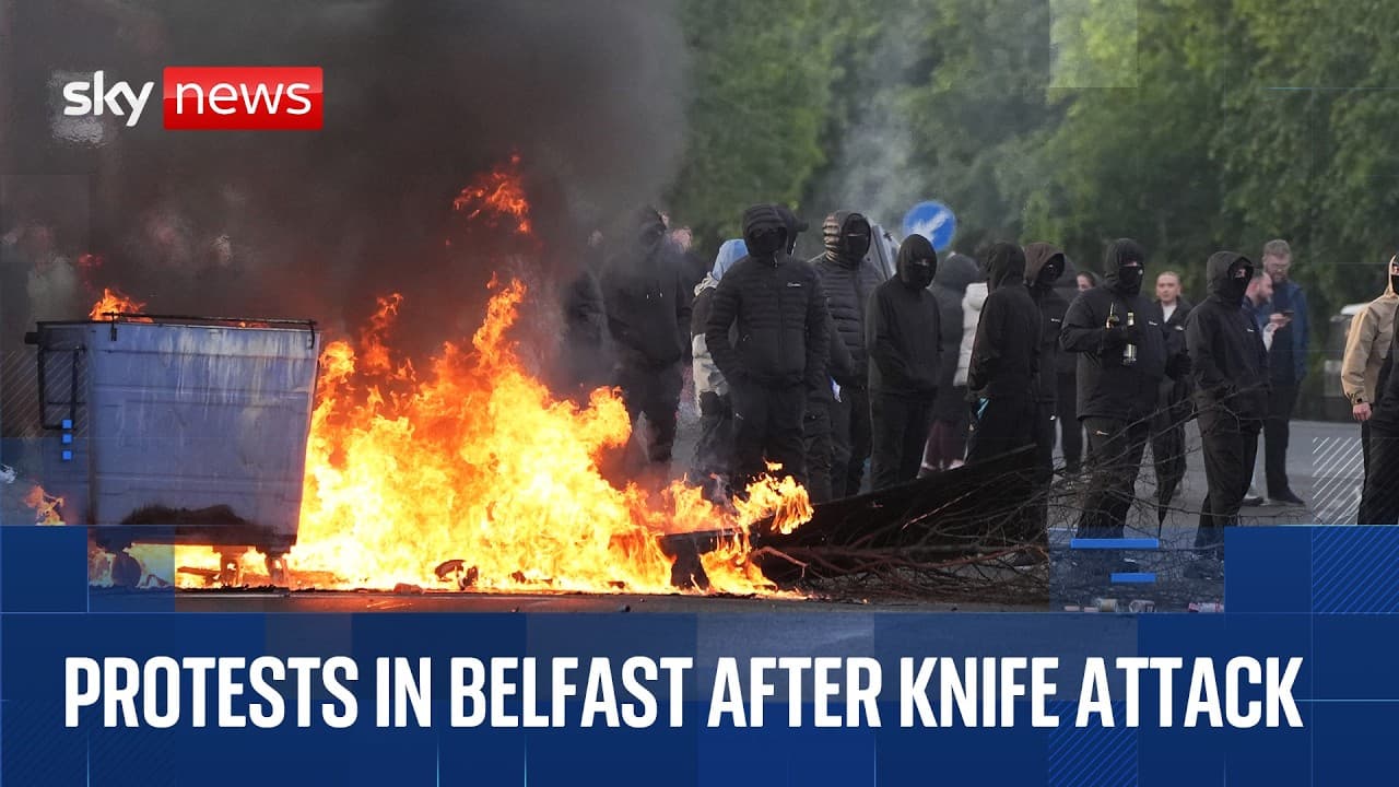 Protests take place in Belfast following knife attack
