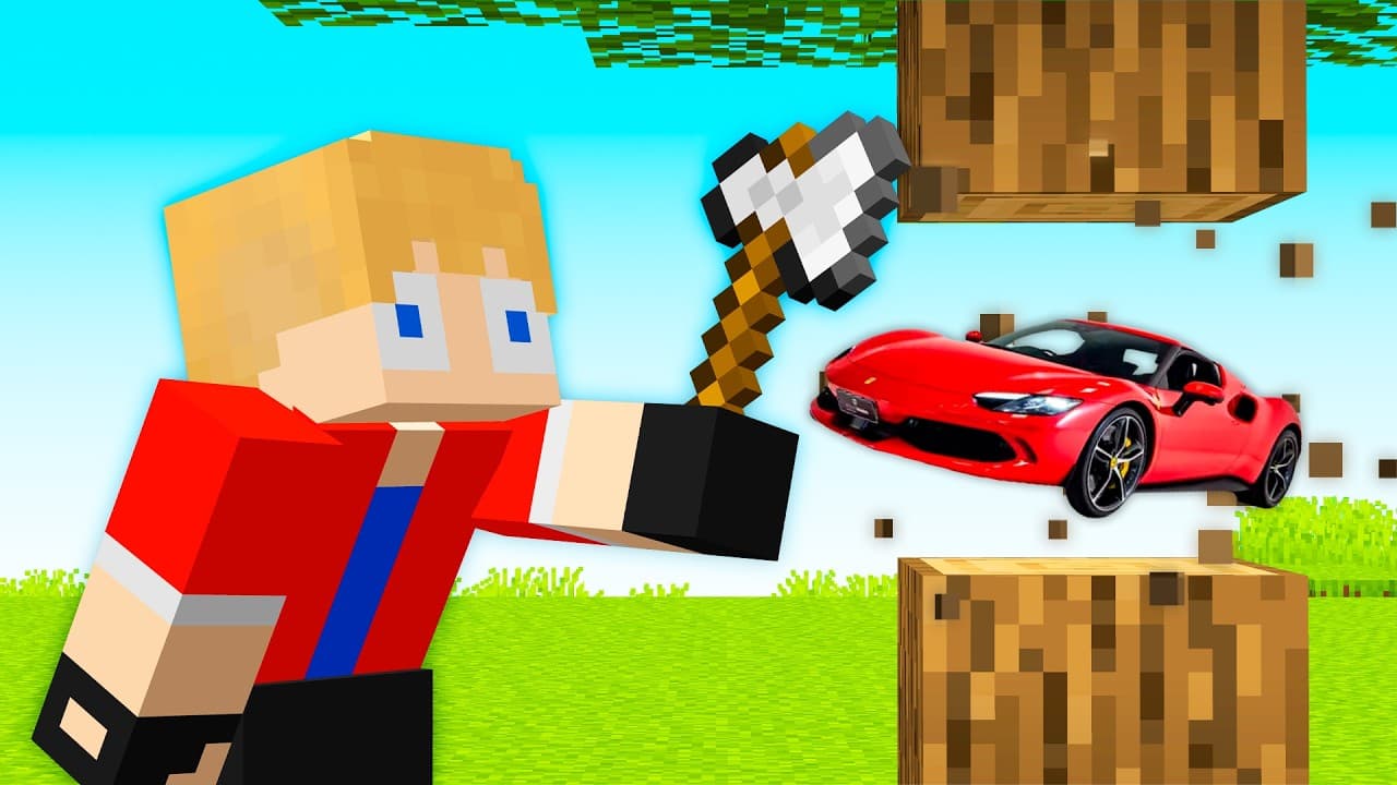 TODOS os BLOCOS DROPAM CARROS DA VIDA REAL no Minecraft!