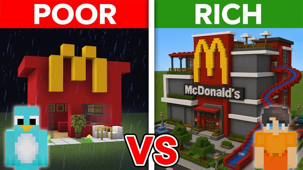 POOR vs RICH : McDonalds House Survival Battle in Minecraft