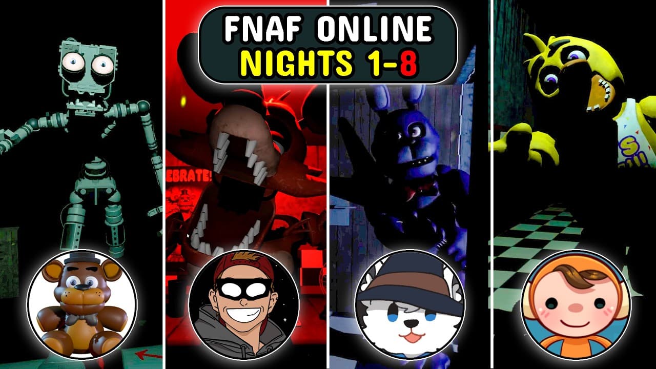 Beating Nights 1-7 (AND SECRET DEV NIGHT 8) In FNAF ONLINE