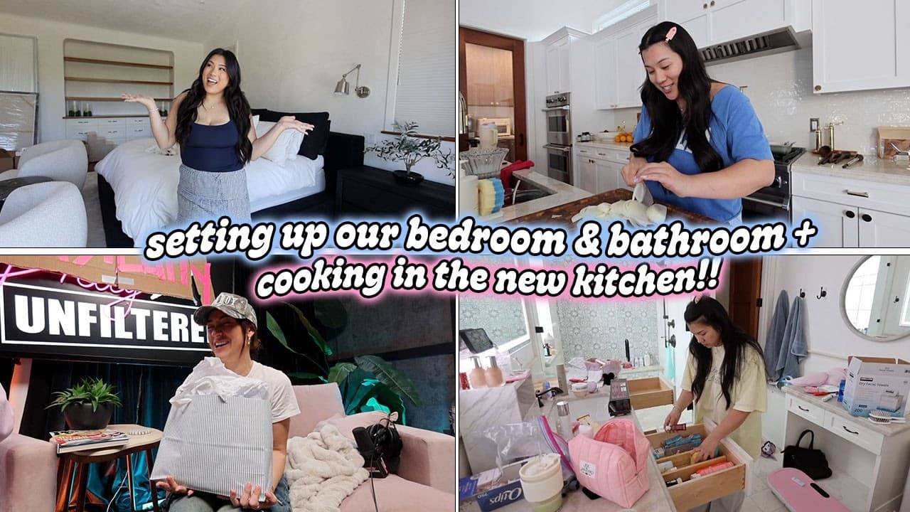 SETTING UP OUR BEDROOM & BATHROOM!! cooking in the new kitchen!!