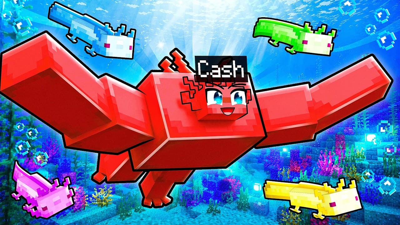 Cash Becomes an Axolotl in Minecraft