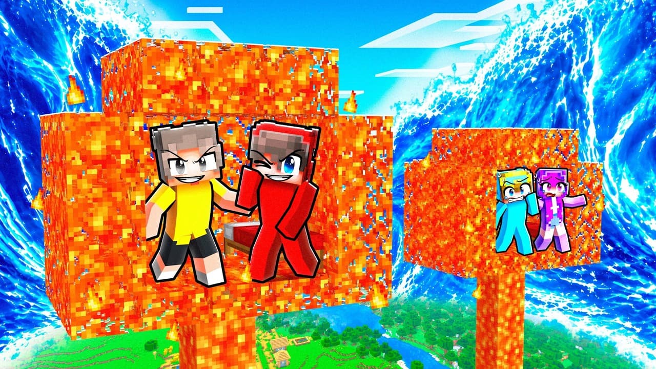 LAVA TREEHOUSE vs. TSUNAMIS in Minecraft!