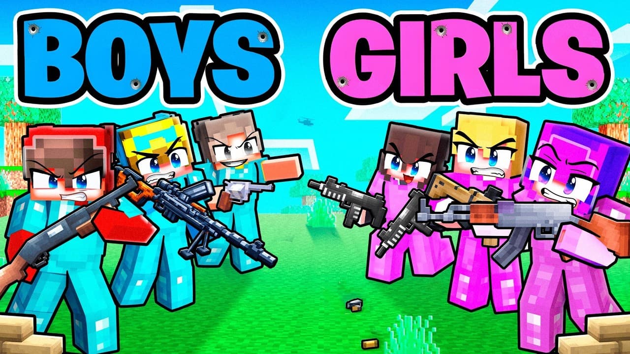 BOYS vs GIRLS Military Battle! (Minecraft)