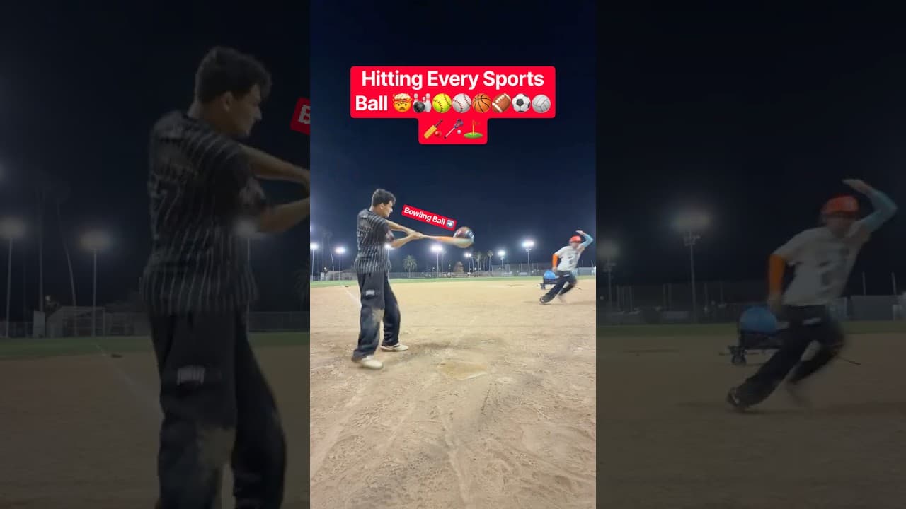 Hitting Different Sports Balls WITH Hank! #sports #sportsshorts #homerun #baseball #soccer