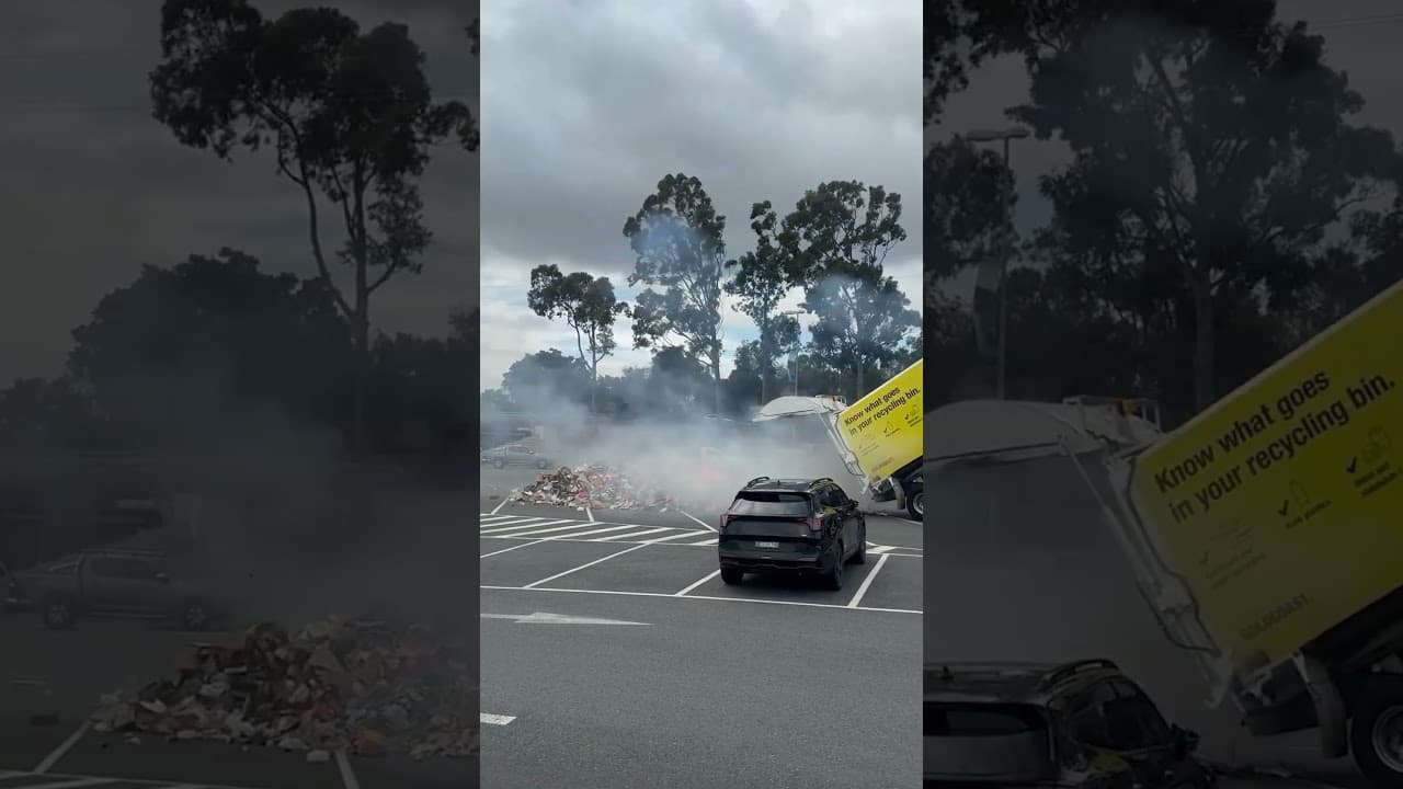 Flames Erupt From Garbage Truck Triggering Emergency Load Dump #shorts