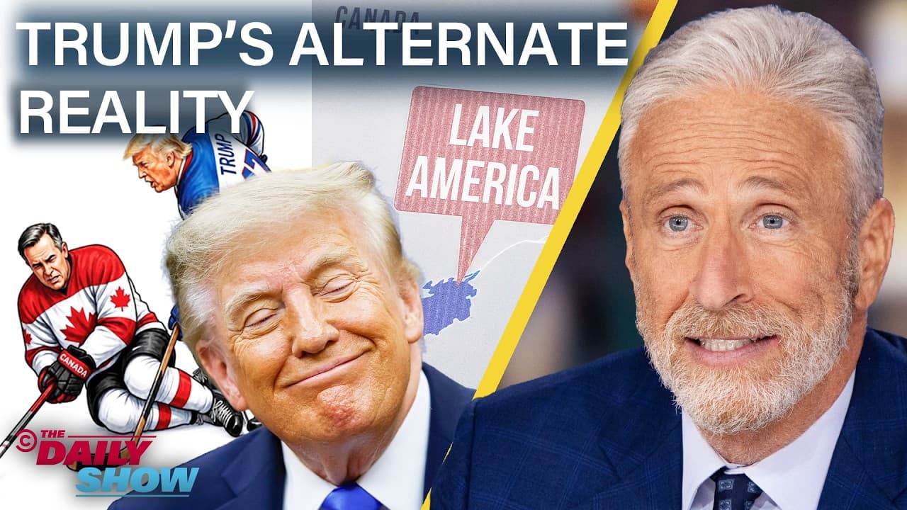 Jon on Trump's Meme Assault on Canada & the Alternate Reality He's Constructed | The Daily Show YouTube thumbnail