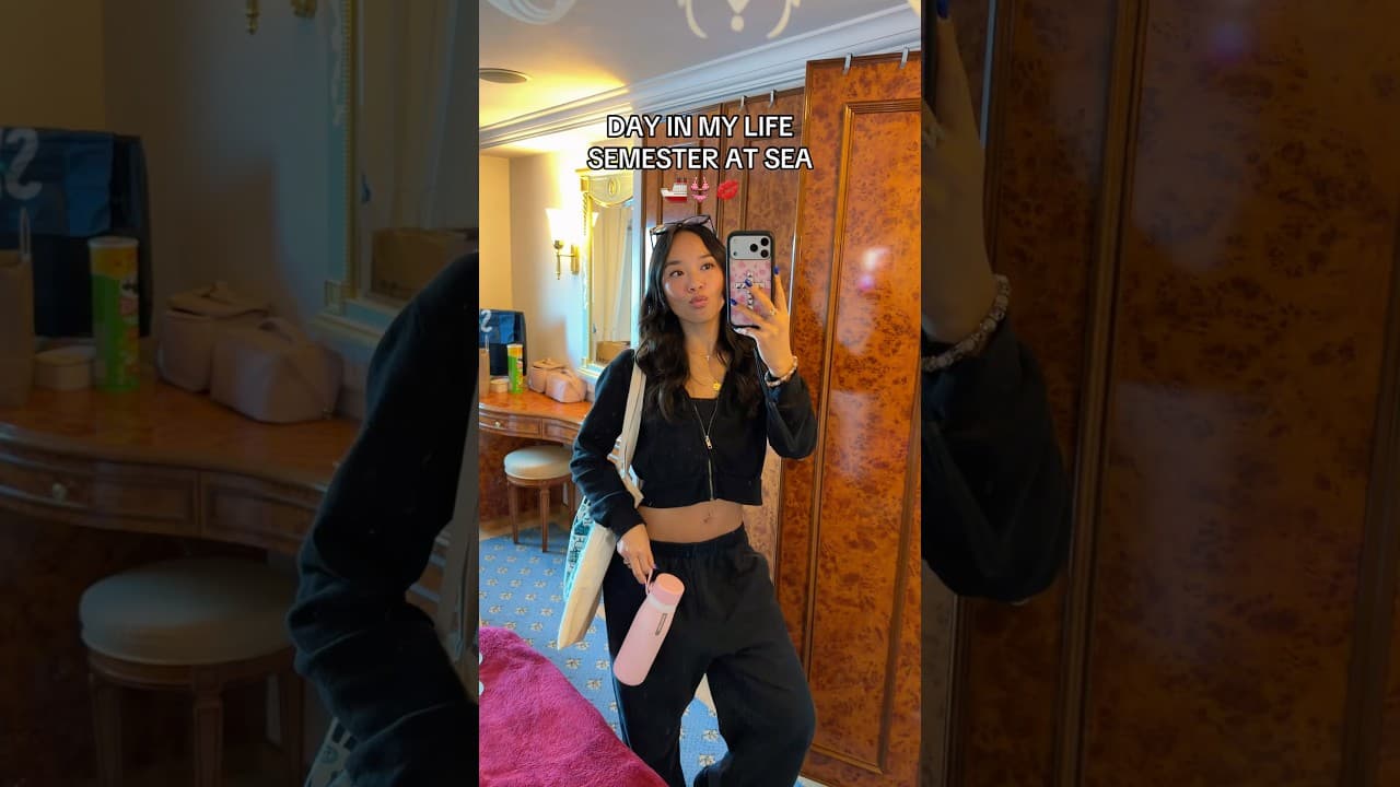 DAY IN MY LIFE ON SEMESTER AT SEA🚢👙💋 #vlog #studyabroad #ship #internationalstudent #shorts