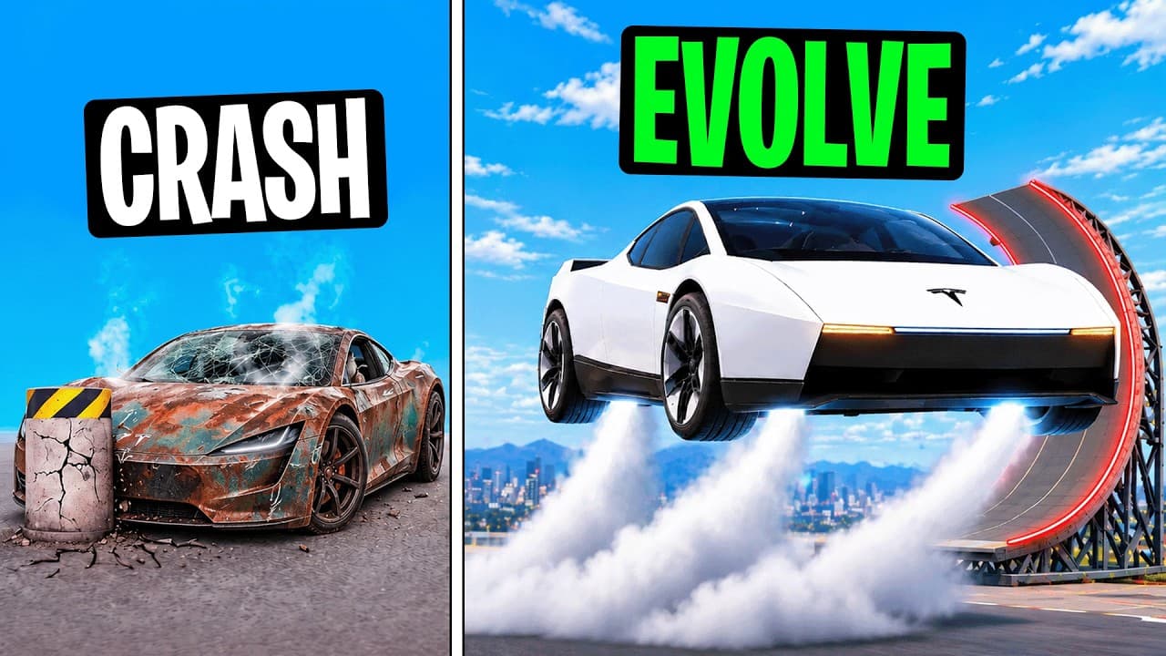 Every Time I Crash, My Tesla Roadster EVOLVES in GTA!