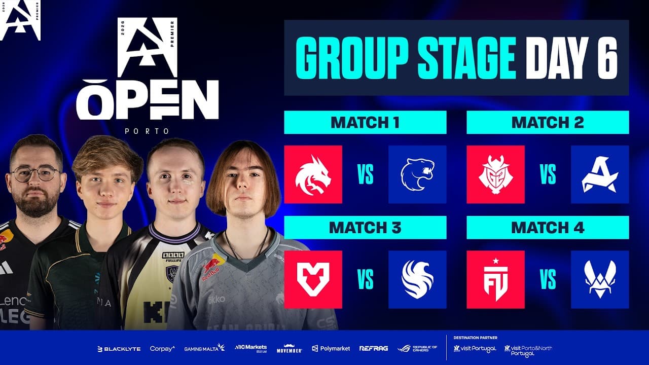 BLAST Open Porto 2026, Day 6 - Spirit vs FURIA, G2 vs Aurora, MOUZ vs Falcons, FUT vs Vitality