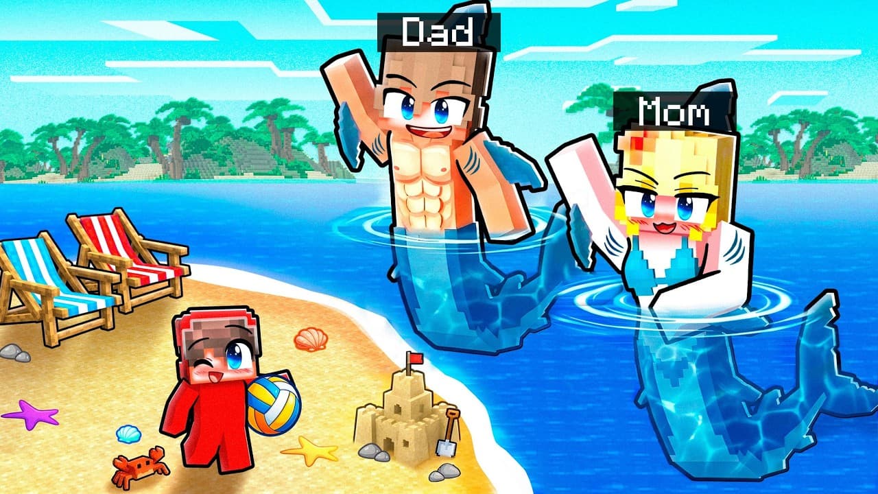 Adopted by a SHARK FAMILY in Minecraft!